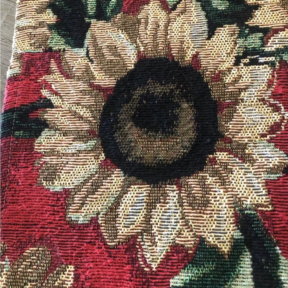 Spring Tapestry Table Runner Sunflowers Red Background‎ 66x12.5